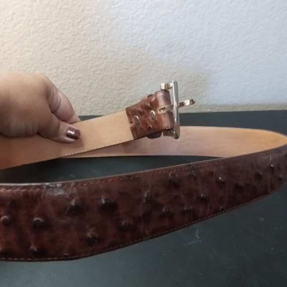 GORGEOUS PRE-OWNED VEARI Genuine Ostrich Skin Leather 42" Belt Made in Mexico - Picture 5 of 6